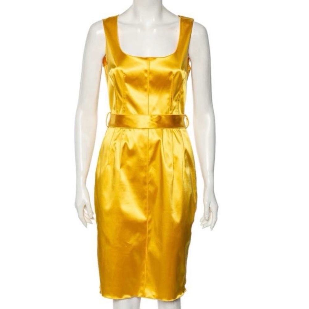 💝 Dolce & Gabbana Magenta Satin Sleeveless Belted Cocktail Dress 💝 - Picture 8 of 12